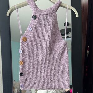 Lilac Knit Moon River Button detail Halter Top